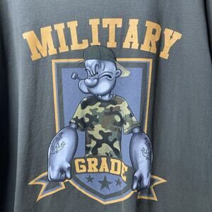 Vintage Popeye Military Grade Shirt Mens 4XL Army Green Short Sleeve Tee